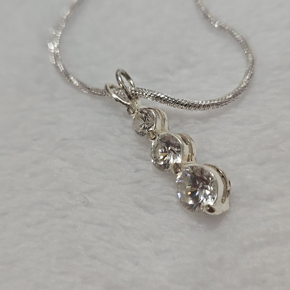 Sterling Silver Crystal Pendant Necklace